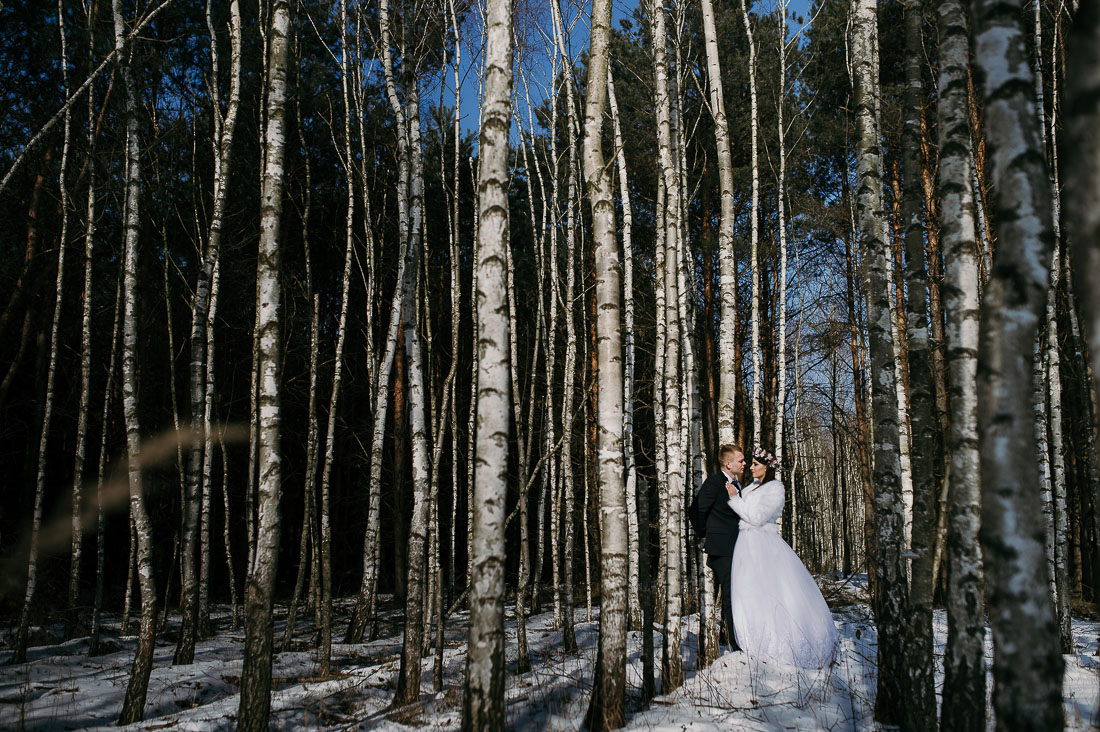 zdjęcia ślubne zimowe Dęblin